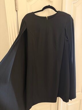 Calvin Klein Black Long-Sleeve Cape Dress